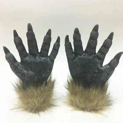 Mascara Hombre Lobo Halloween Cosplay Disfraz + Guantes Eco Marrón claro