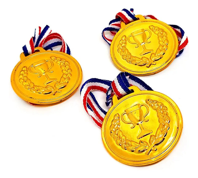 12 Medallas Premiación Plástico Niños Sorpresa Cumpleaños