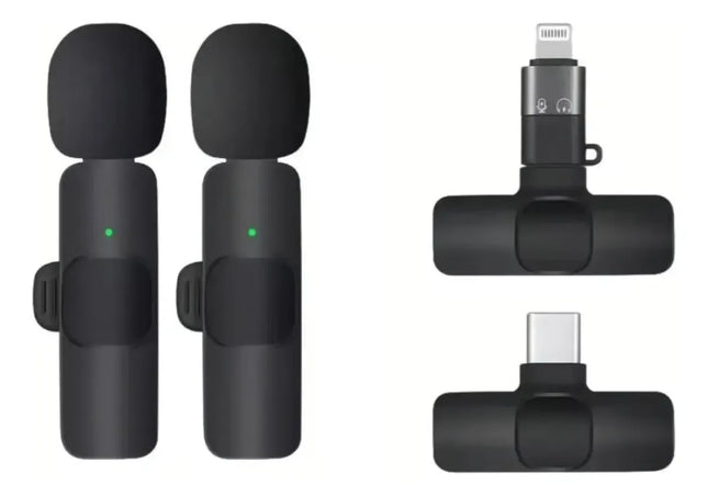 2 Micrófonos K9 Lavalier Solapa Inalámbrico Usb-c Pc Celular Negro