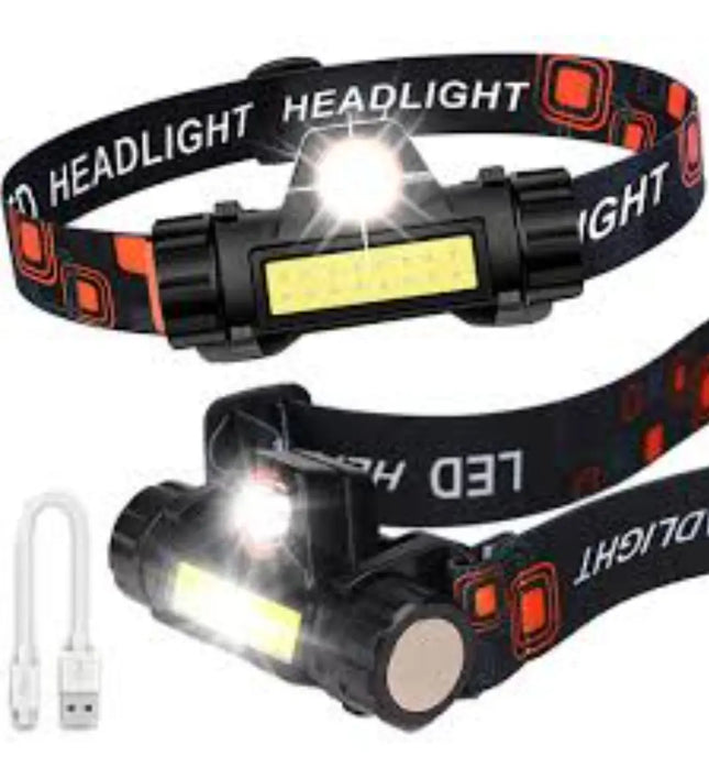 Linterna Minero Con 1 Led + 1 Led Cob C/ Imán Recargable USB Blanco