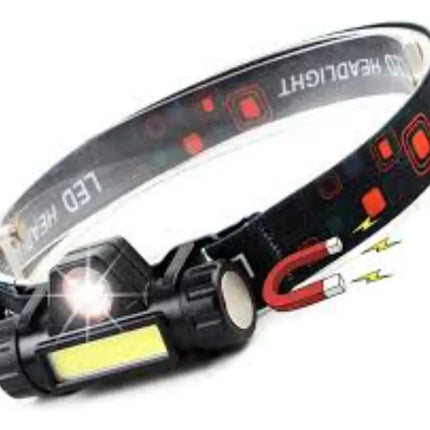 Linterna Minero Con 1 Led + 1 Led Cob C/ Imán Recargable USB Blanco