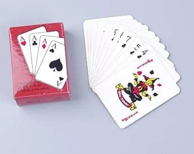 Mini Cartas Naipe Ingles 3 X 4cms. Mazo Miniatura Rojo Magia