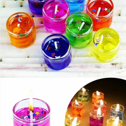 24 Mini Vela Aromática De Gel Con Vaso De Vidrio Decoración SURTIDAS / Lisa / Neutra