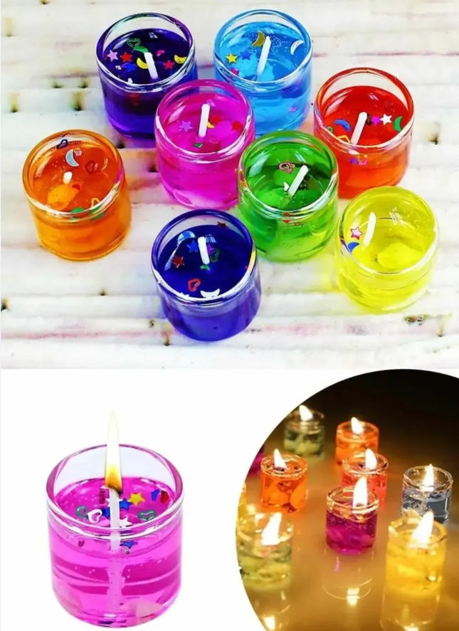 24 Mini Vela Aromática De Gel Con Vaso De Vidrio Decoración SURTIDAS / Lisa / Neutra