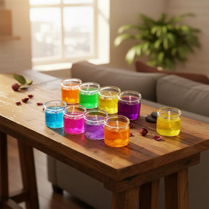 24 Mini Vela Aromática De Gel Con Vaso De Vidrio Decoración SURTIDAS / Lisa / Neutra