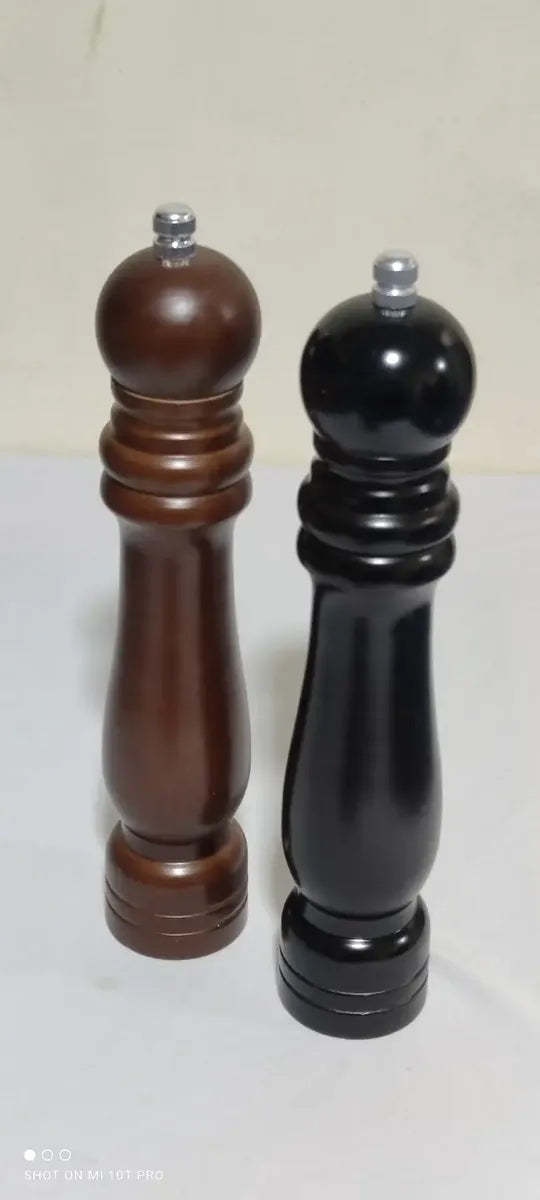 2 Molinillos Madera Moledor Sal Pimienta 25cm Negro Y Caoba