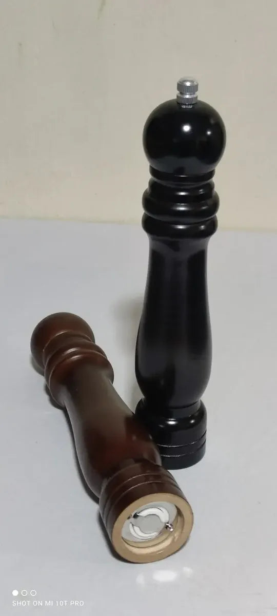 2 Molinillos Madera Moledor Sal Pimienta 25cm Negro Y Caoba