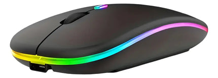 Mouse Inalámbrico Recargable  Dual Bluetooth USB RGB 1600dpi Negro