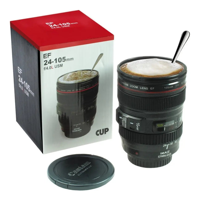 Tazón Taza, Mug Vaso Con Forma De Lente Cámara Fotográfica Negro
