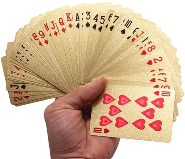 Baraja Naipe Carta Ingles Dorado Plástica Magia Poker Color
