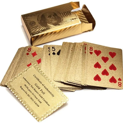 Baraja Naipe Carta Ingles Dorado Plástica Magia Poker Color