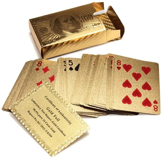 Baraja Naipe Carta Ingles Dorado Plástica Magia Poker Color