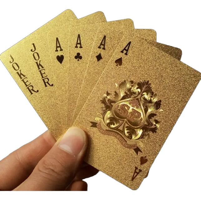 Mazo Cartas Doradas Plastificadas Impermeables Poker Lisas