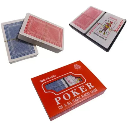 Juego Cartas Naipe Ingles 100% Plásticas 2 Mazos Rojo Y Azul