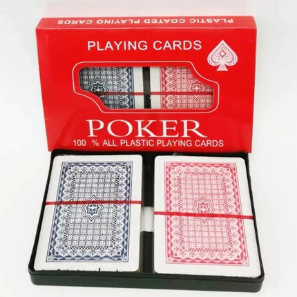 Juego Cartas Naipe Ingles 100% Plásticas 2 Mazos Rojo Y Azul