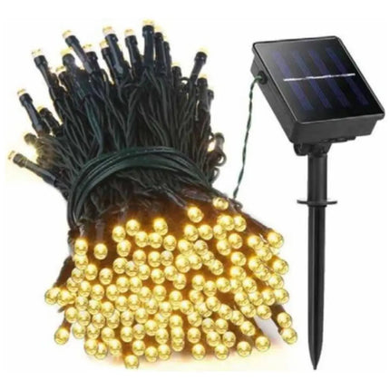 Luces Solar Adorno Navidad Guirnalda 10 Mts 100 Led Calida