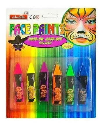 3x Ampolleta Negra Uv + 5 Pinturas Flúor + Maquillaje