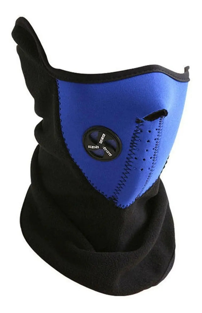Mascara Facial Térmica Neopreno Con Cuello Polar, Moto, Bici Azul / Polar / Estándar