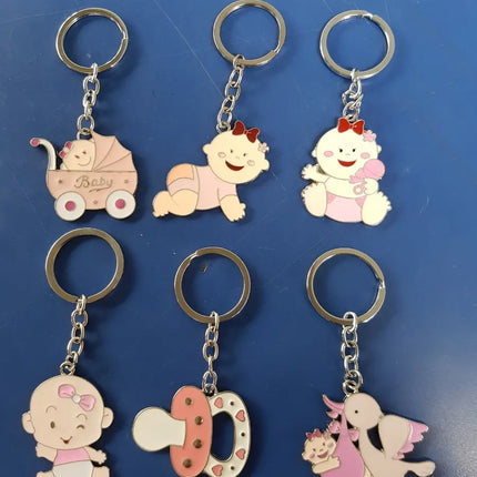 12 Llaveros Metálicos Bebé Baby Shower, Bautizo Niña