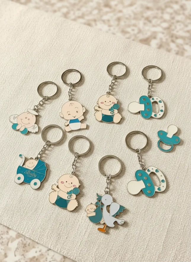 12 Llaveros Metálicos Baby Shower, Bautizo Niño