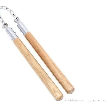 Nunchaku Madera Y Metal Cada Baston De 30 Cm Y 24 Cm Cadena