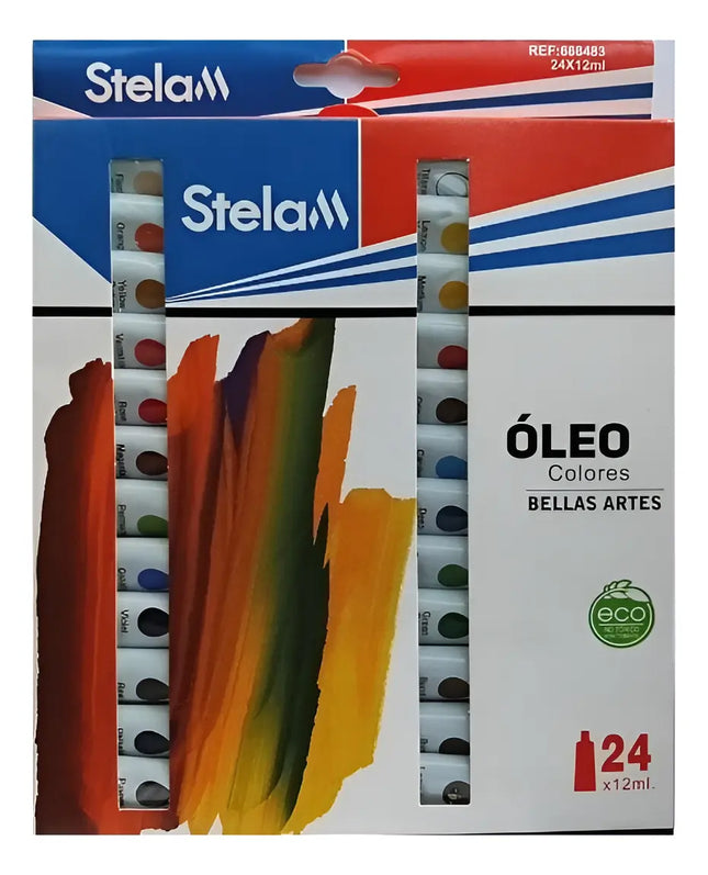 Set De Pinturas Oleo 24 Colores Surtidos Pomo De 12ml
