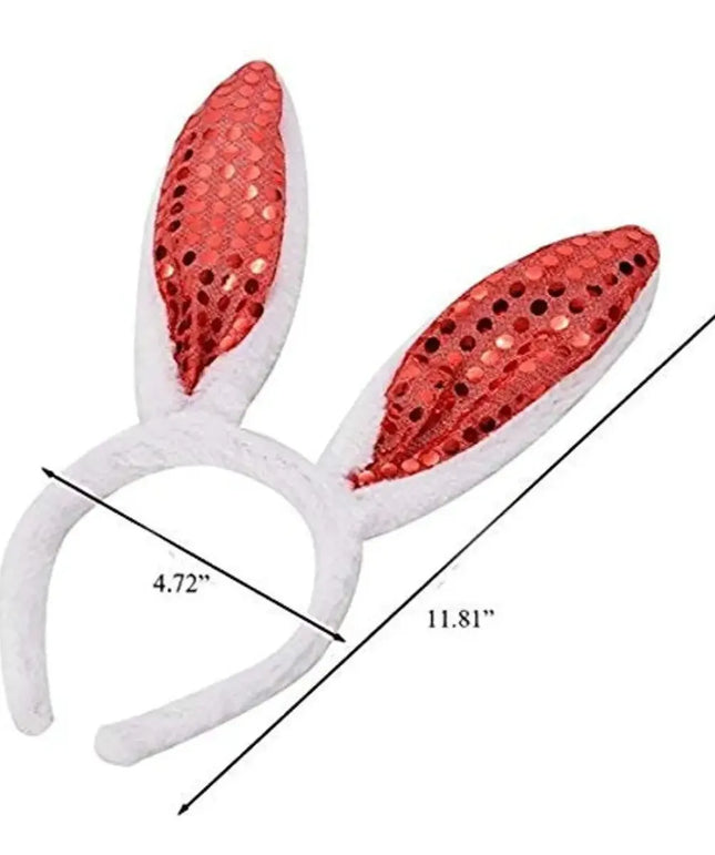 6 Cintillos Orejas Conejo Lentejuela Conejito Pascua Surtido