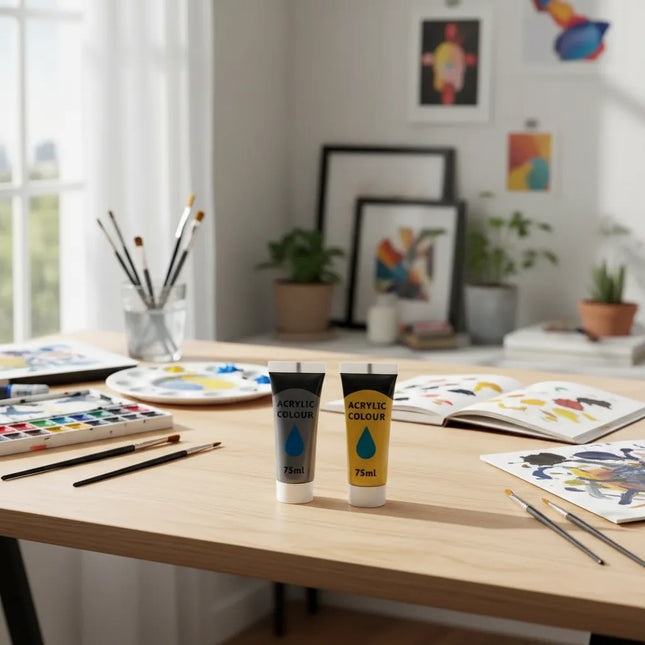 Set Oro Y Plata Pintura Acrílica Dorado Plateado Metalizado
