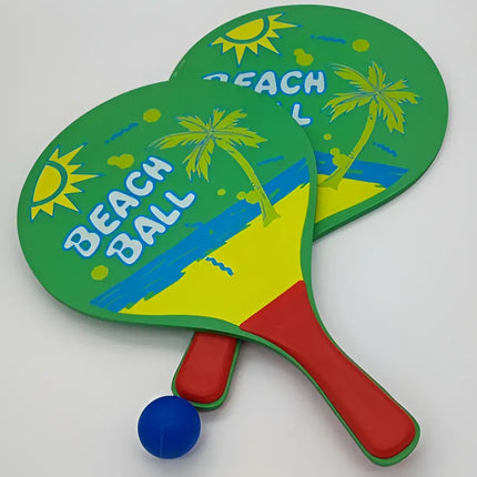 Par Paletas De Playa + 1 Pelota Juego Verano Entretenimiento Verde