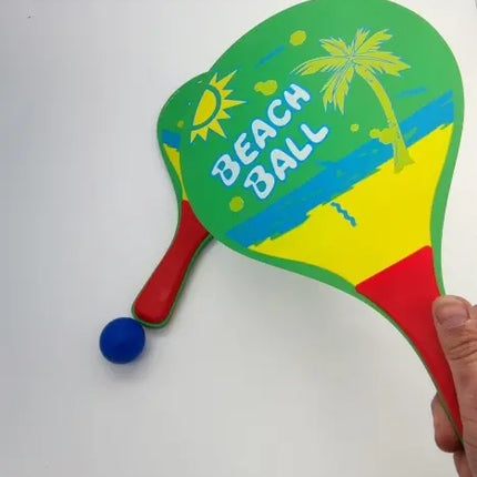 Par Paletas De Playa + 1 Pelota Juego Verano Entretenimiento Verde