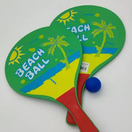 Par Paletas De Playa + 1 Pelota Juego Verano Entretenimiento Verde