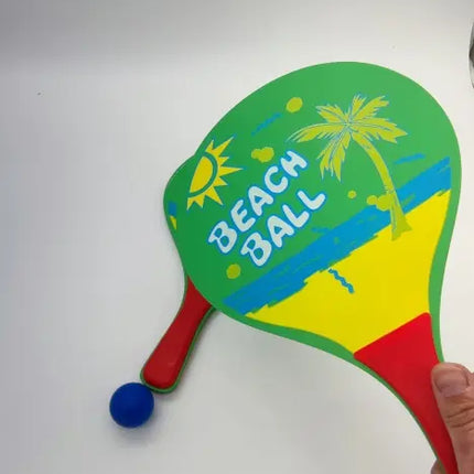 Par Paletas De Playa + 1 Pelota Juego Verano Entretenimiento Verde