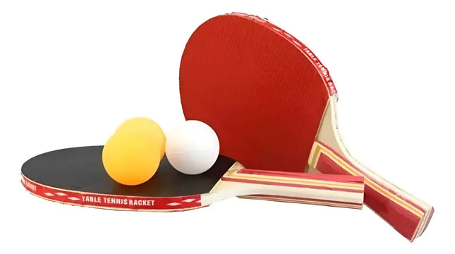 Set Par Paleta Raqueta Ping Pong + 3 Pelotas + Estuche #1 Rojo