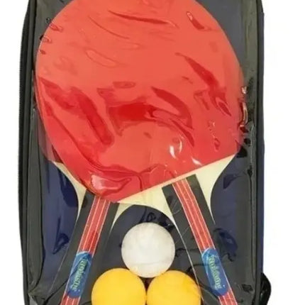 Set Par Paleta Raqueta Ping Pong + 3 Pelotas + Estuche #1 Rojo