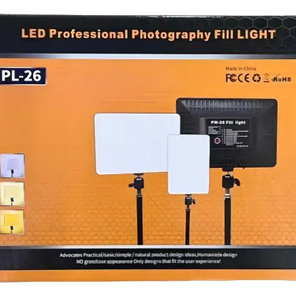Panel Estudio Luz De Relleno Pl-26 Panel Video Fotografía Negro 6000 K / 3200 K / Negro No incluye trípode