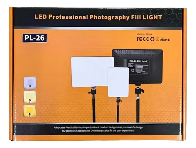Panel Estudio Luz De Relleno Pl-26 Panel Video Fotografía Negro 6000 K / 3200 K / Negro No incluye trípode