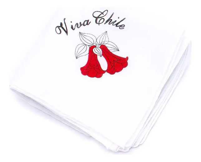 12 Pañuelos Blancos Estampado Para Baile Cueca 35x35cm Blanco COPIHUE