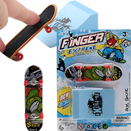 Set Mini Juego Skate Para Dedos Patineta + Rampa Negro / Rojo