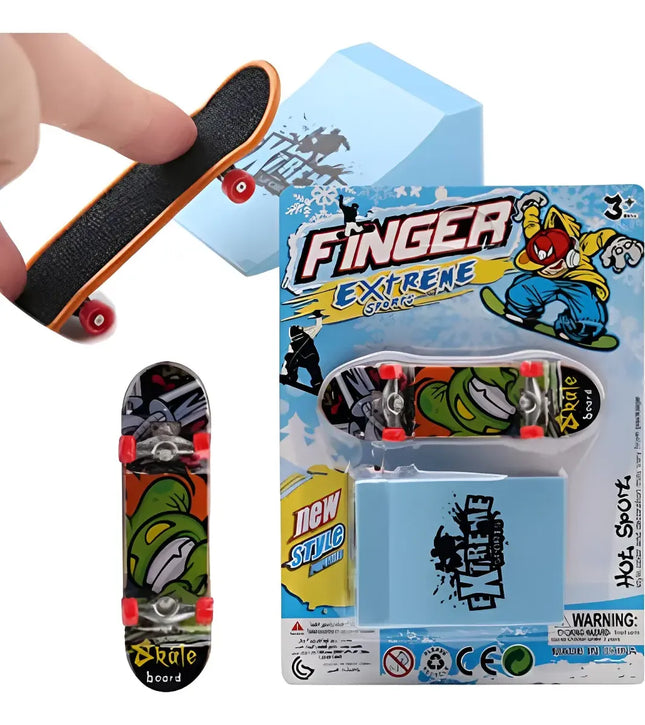 Set Mini Juego Skate Para Dedos Patineta + Rampa Negro / Rojo
