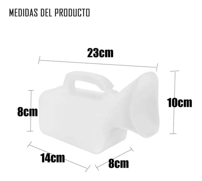 Pato Urinario Femenino Cuello Corto Portátil 1 Lt Plástico