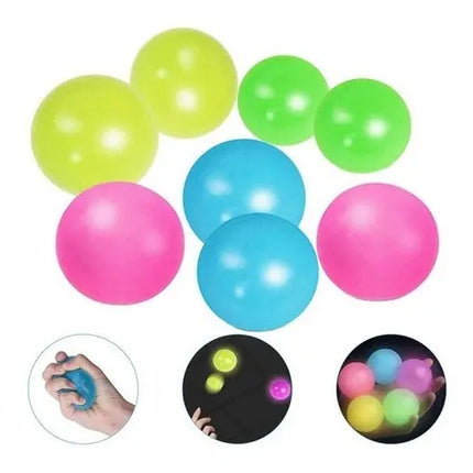 3 X Pelota Squish Pegajosa Antiestres Ball Glow Neón Tik Tok