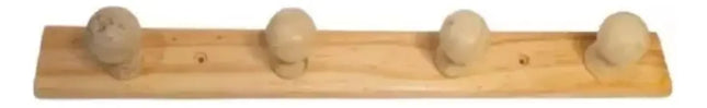 Colgador Perchero De Madera Para Pared 4 Ganchos Cabeza Marrón