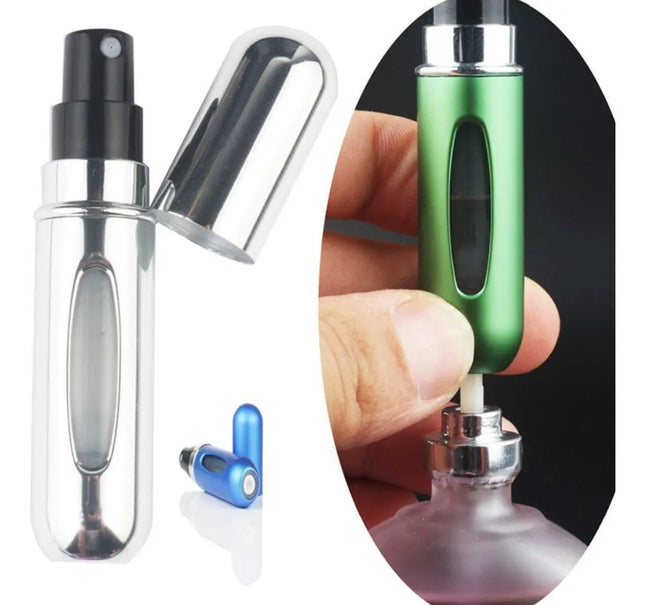 Perfumero Metálico Recargable 5ml Spray, Reutilizable Negro