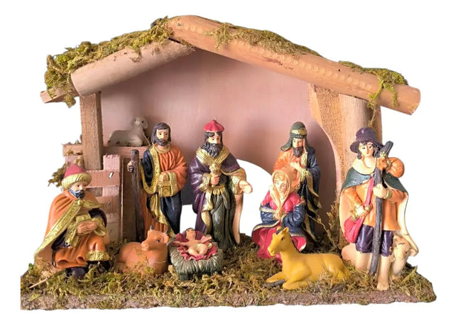 Pesebre Nacimiento Navideño 10pzs 9cms Pesebrera 26x18cms #2