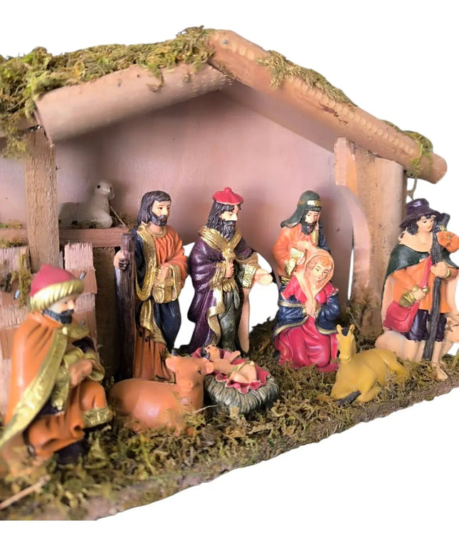 Pesebre Nacimiento Navideño 10pzs 9cms Pesebrera 26x18cms #2
