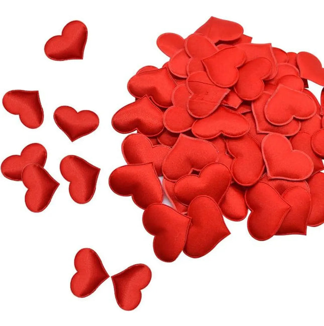 Pétalos En Forma De Corazón Rojo De Tela 3cms, 100 Unid Rojo