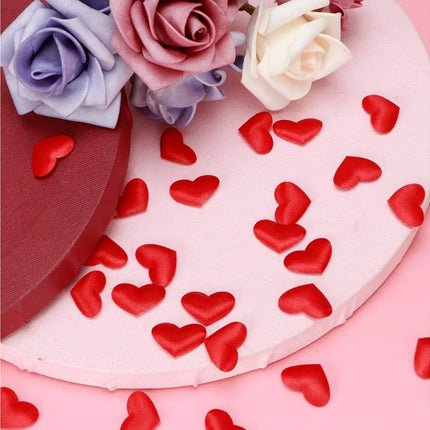 Pétalos En Forma De Corazón Rojo De Tela 3cms, 100 Unid Rojo