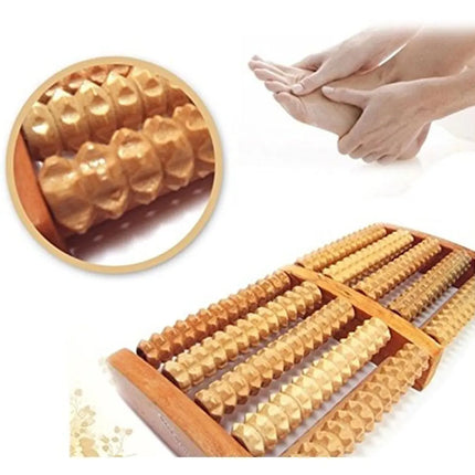Masajeador De Pies Spa De Madera 6 Rodillos Reflexología