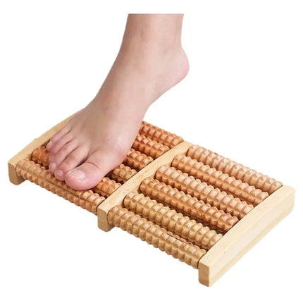 Masajeador De Pies Spa De Madera 6 Rodillos Reflexología