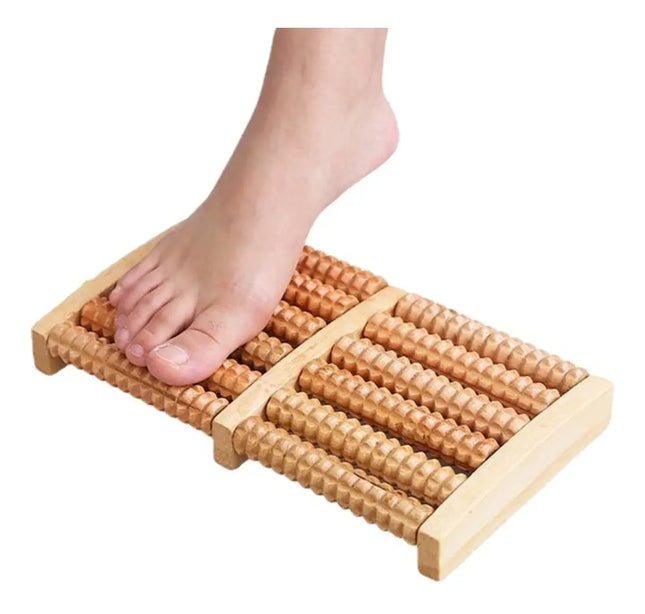 Masajeador De Pies Spa De Madera 6 Rodillos Reflexología